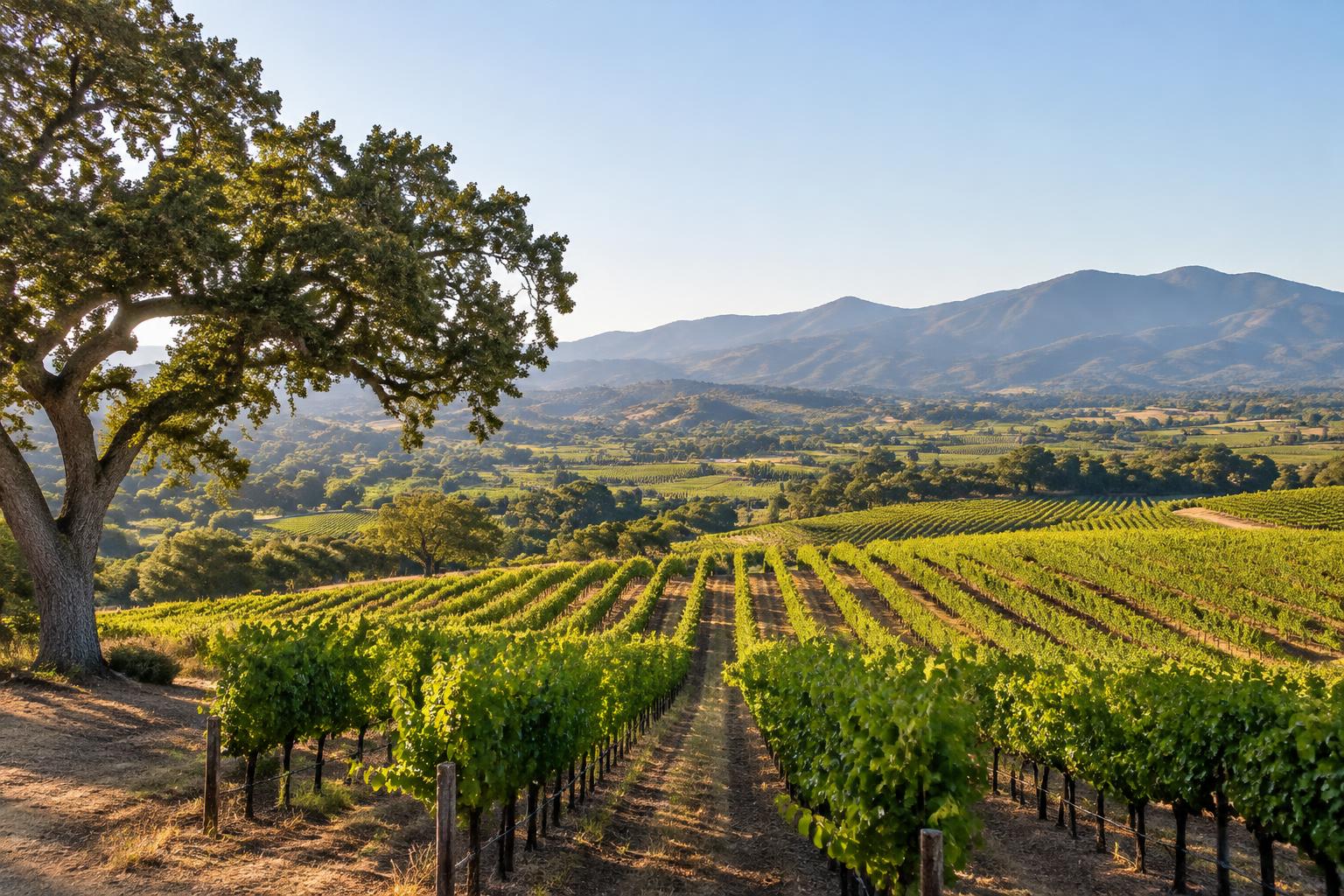 Illustrative Southern California wine country landscape
